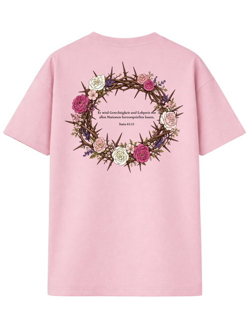 Christliches Oversize T-Shirt mit Dornenkrone & Blumen
