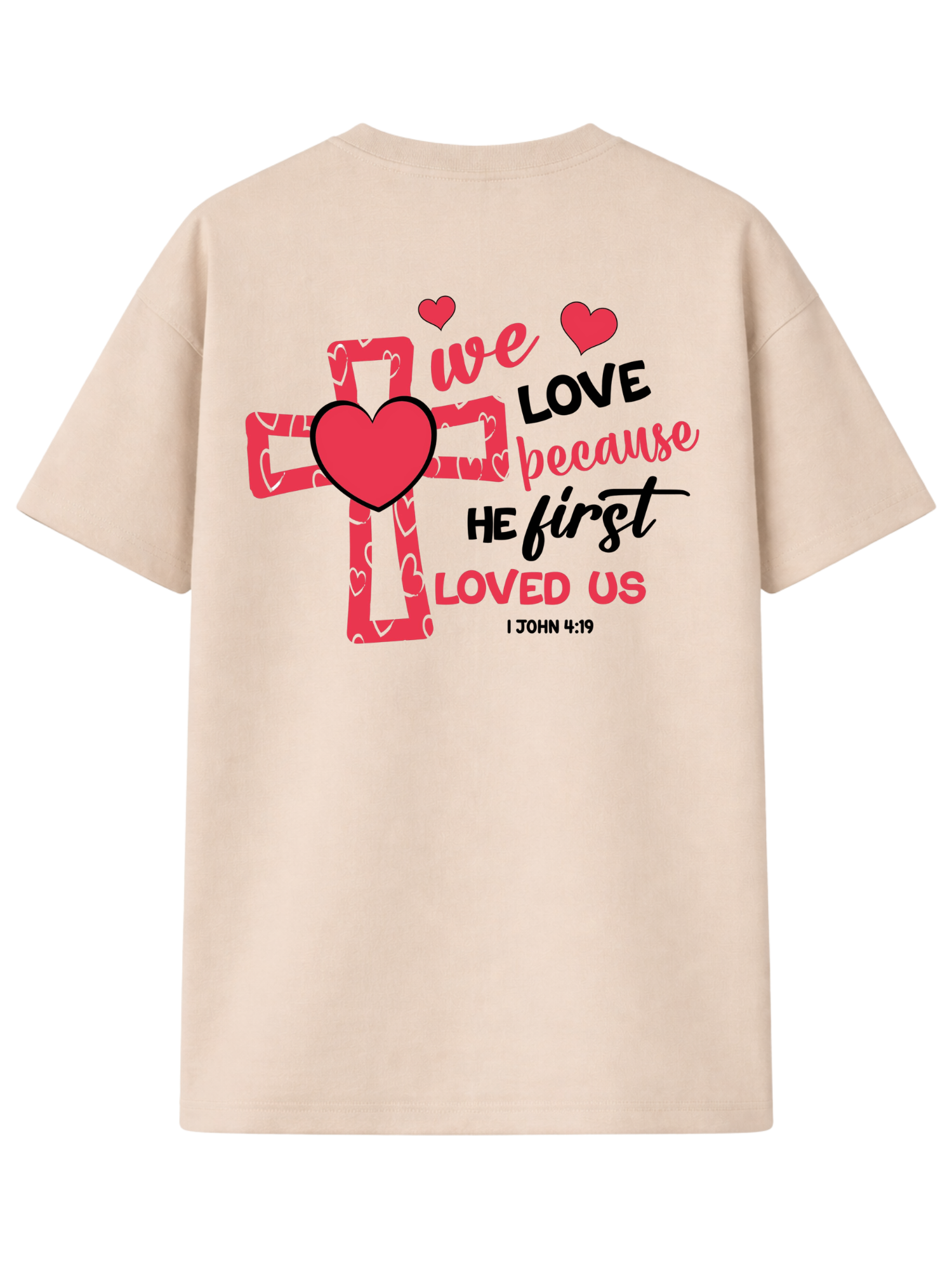Christliches Unisex T-Shirt „He First Loved Us“