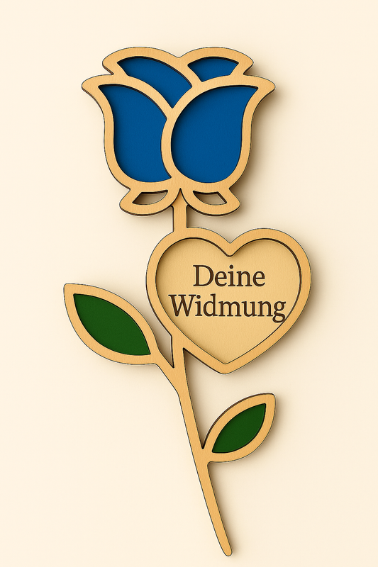 Holzrose mit Lasergravur – Handbemalt - (inkl. Gratis-Widmung). Senden Sie Ihre Widmung per E-Mail an kontankt.gljorlando@gmail.com